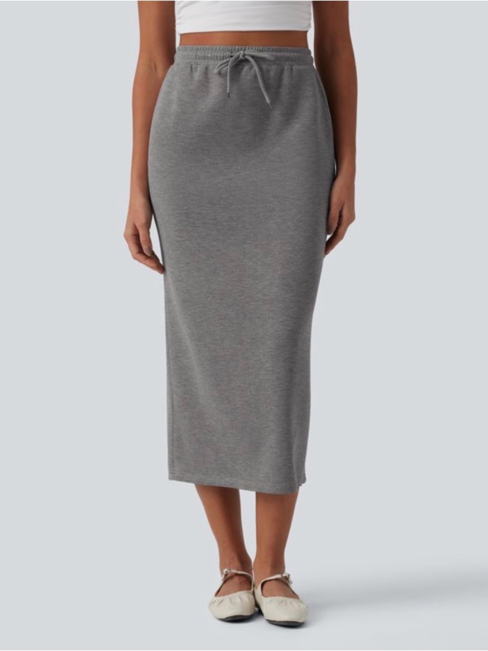 NWT HALARA XS High Waisted Drawstring Midi Casual Pencil Skirt with Pockets